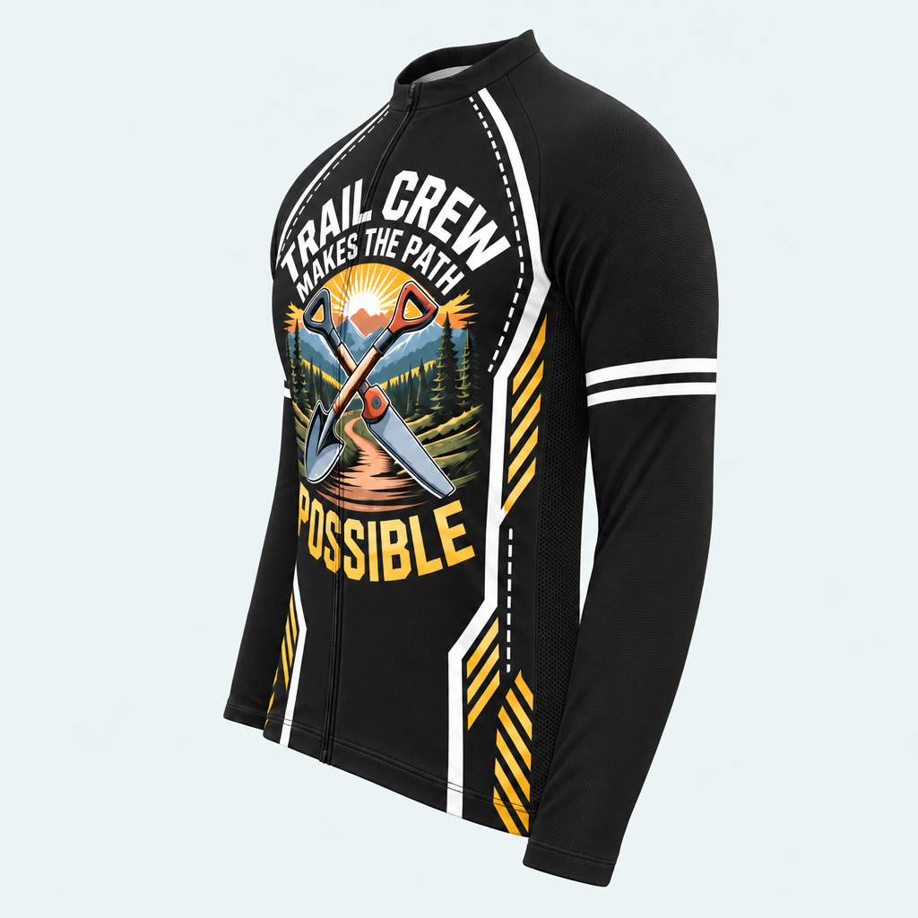 Men's Personalized Long Sleeve Cycling Jersey – Trail Crew Makes the Path Possible - Side