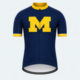 Men's Personalized Short Sleeve Cycling Jersey – Michigan Block M Cycling - Front