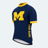 Men's Personalized Short Sleeve Cycling Jersey – Michigan Block M Cycling - Front 45°