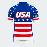 Men's Personalized Short Sleeve Cycling Jersey – US Patriotic American Stars & Stripes - Back