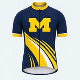 Men's Personalized Short Sleeve Cycling Jersey – Michigan Block M Alumni Pride - Front