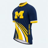 Men's Personalized Short Sleeve Cycling Jersey – Michigan Block M Alumni Pride - Front 45°