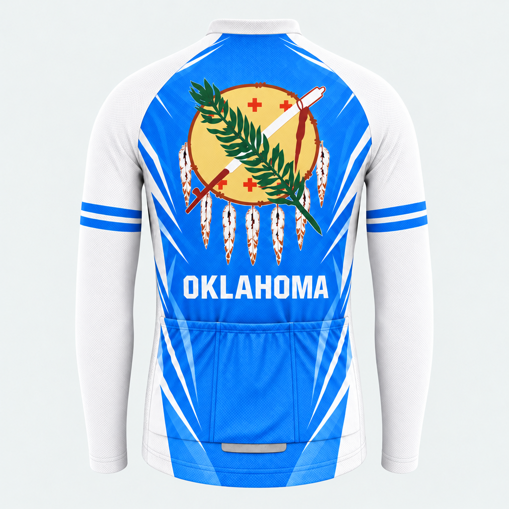 Men's Personalized Long Sleeve Cycling Jersey – Oklahoma Shield Emblem - Back