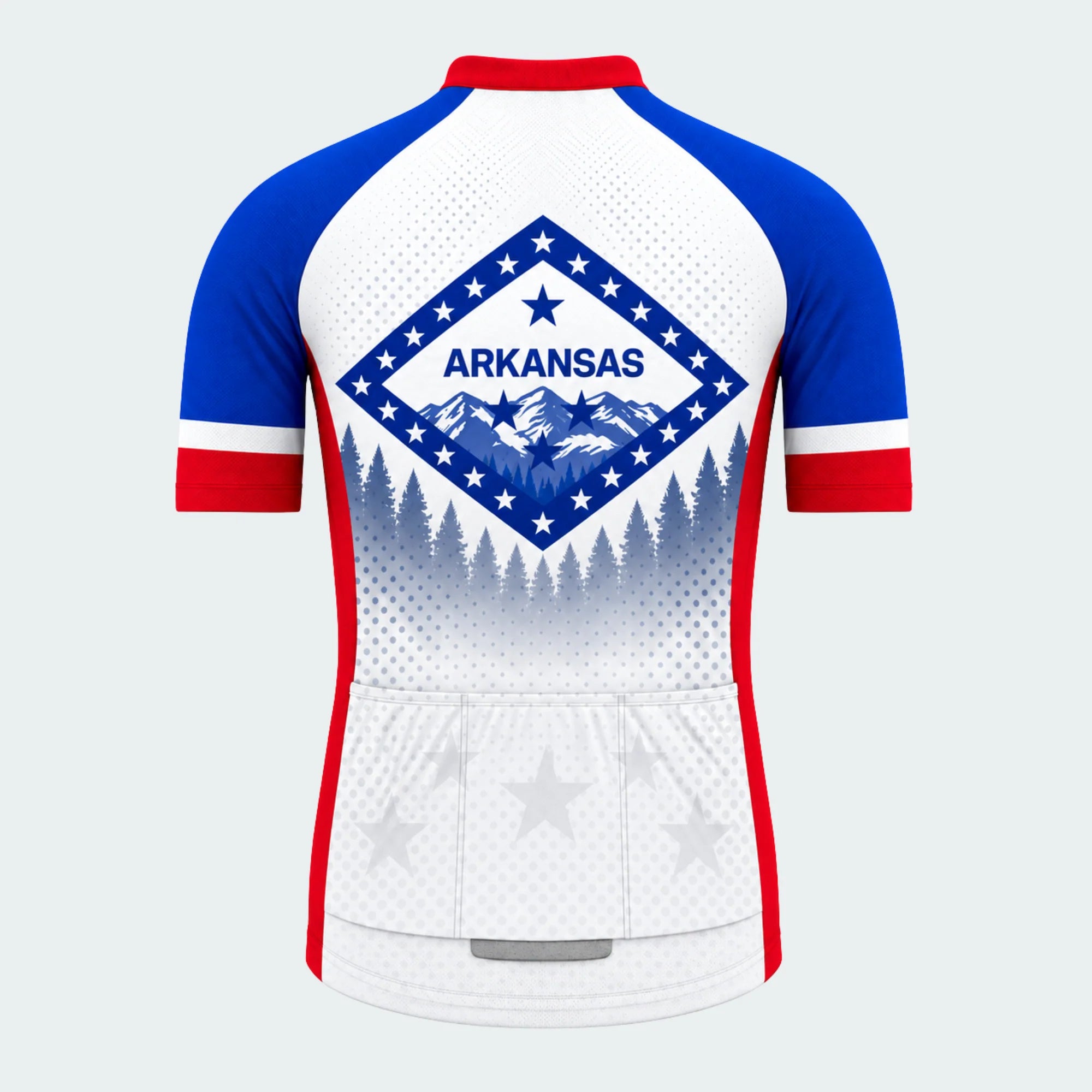 Men's Personalized Short Sleeve Cycling Jersey – Arkansas Peaks & Stars - Back
