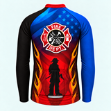 Men's Personalized Long Sleeve Cycling Jersey – US Firefighter Shield - Back