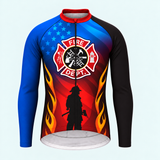 Men's Personalized Long Sleeve Cycling Jersey – US Firefighter Shield - Front