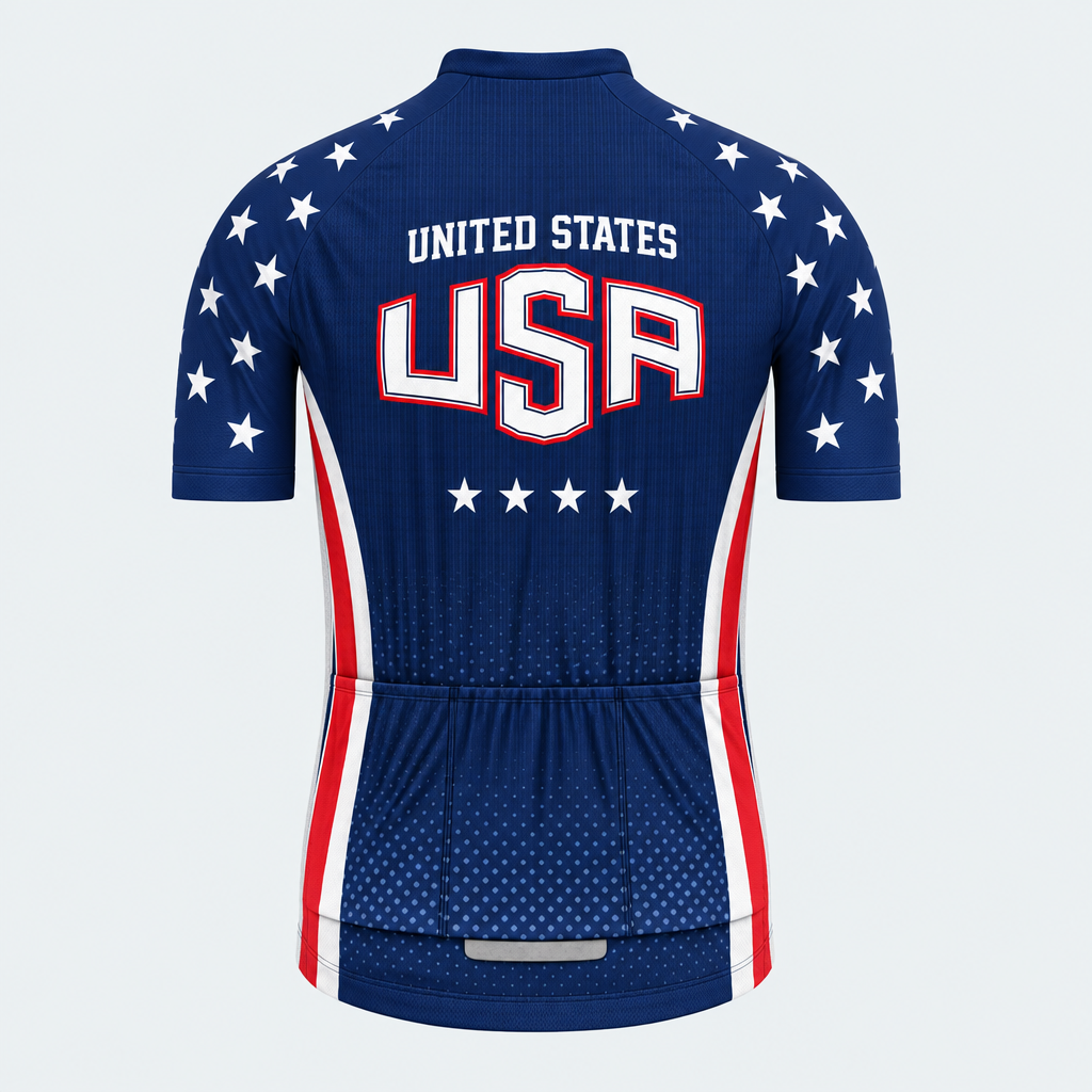 Men's Personalized Short Sleeve Cycling Jersey – USA Stars and Stripes - Back