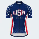 Men's Personalized Short Sleeve Cycling Jersey – USA Stars and Stripes - Front