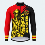 Men's Personalized Long Sleeve Cycling Jersey – US Firefighter Frontline - Front