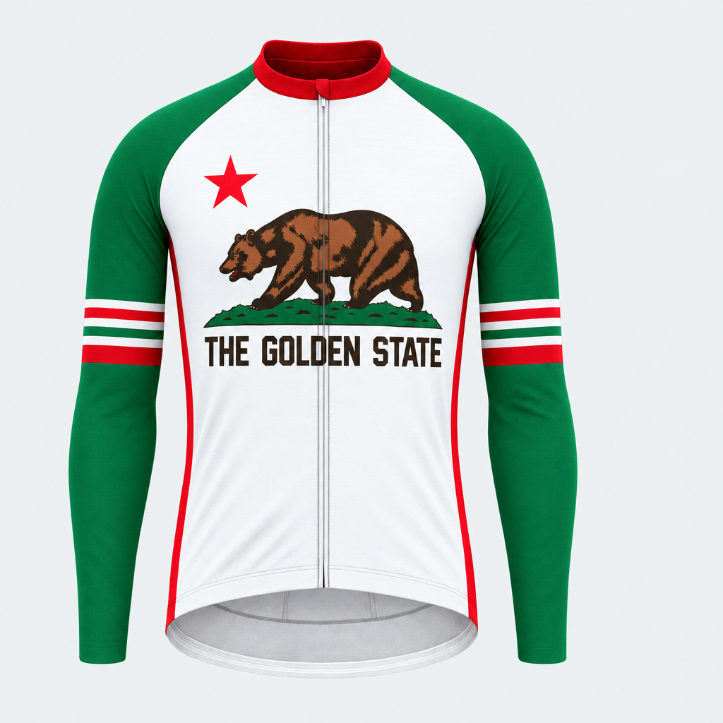 Men's Personalized Long Sleeve Cycling Jersey – California Golden State Bear - Front