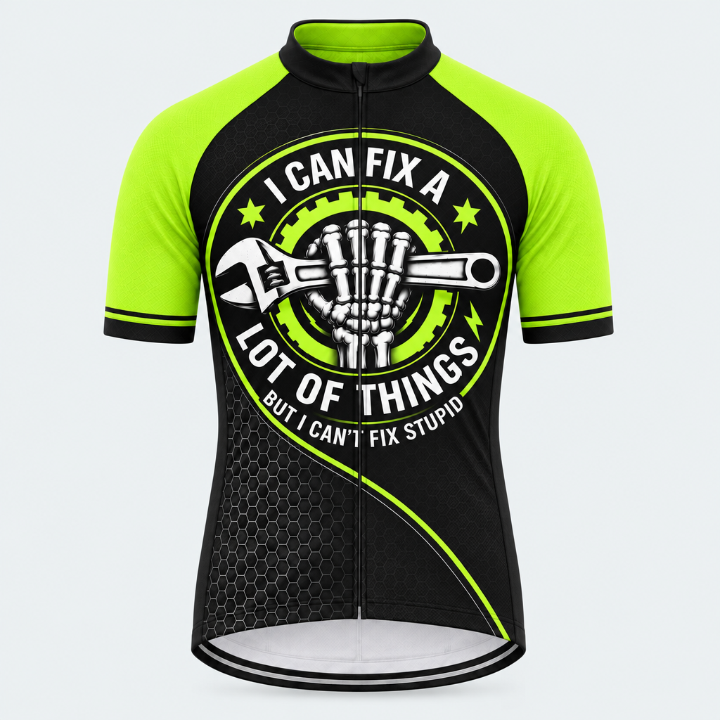 Men's Personalized Short Sleeve Cycling Jersey – Mechanic I Can Fix A Lot Of Things - Front