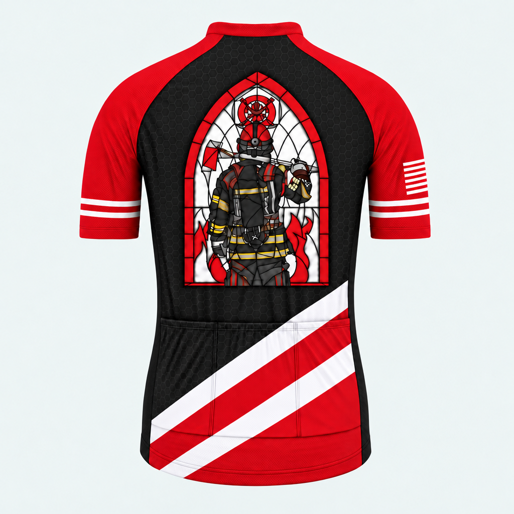Men's Personalized Short Sleeve Cycling Jersey – Grumpy US Firefighter - Back