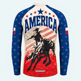 Men's Personalized Long Sleeve Cycling Jersey – Texas Bull Rider - Back