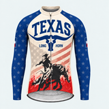 Men's Personalized Long Sleeve Cycling Jersey – Texas Bull Rider - Front