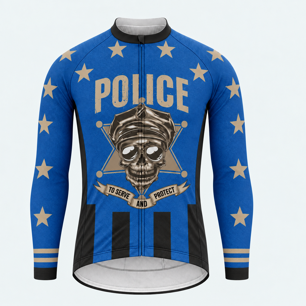 Men's Personalized Long Sleeve Cycling Jersey – Vintage Police Officer - Front