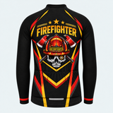 Men's Personalized Long Sleeve Cycling Jersey – US Firefighter Skull And Stripes - Back
