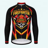Men's Personalized Long Sleeve Cycling Jersey – US Firefighter Skull And Stripes - Front