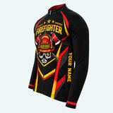Men's Personalized Long Sleeve Cycling Jersey – US Firefighter Skull And Stripes - Side
