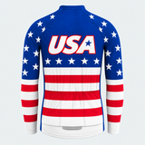 Men's Personalized Long Sleeve Cycling Jersey – US Patriotic American Stars & Stripes - Back