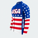 Men's Personalized Long Sleeve Cycling Jersey – US Patriotic American Stars & Stripes - Side