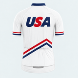 Men's Personalized Short Sleeve Cycling Jersey – US Patriotic Chevron Stripes - Back