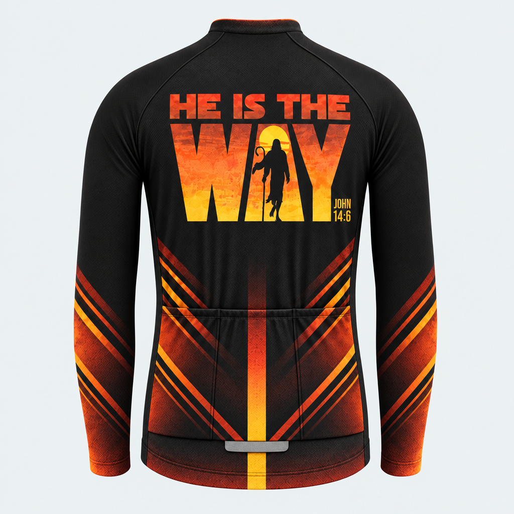 Men's Personalized Long Sleeve Cycling Jersey – Jesus Redeemed by His Grace - Back