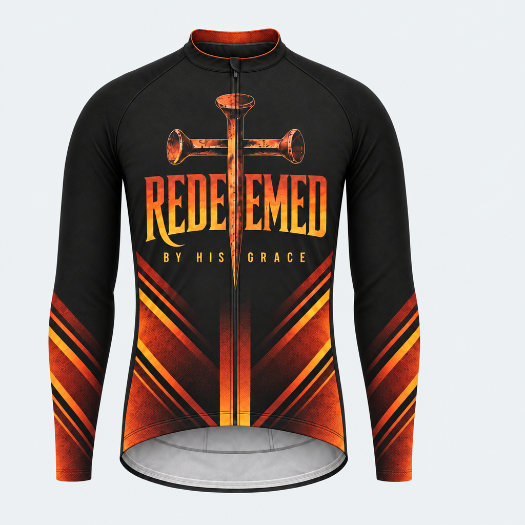Men's Personalized Long Sleeve Cycling Jersey – Jesus Redeemed by His Grace - Front