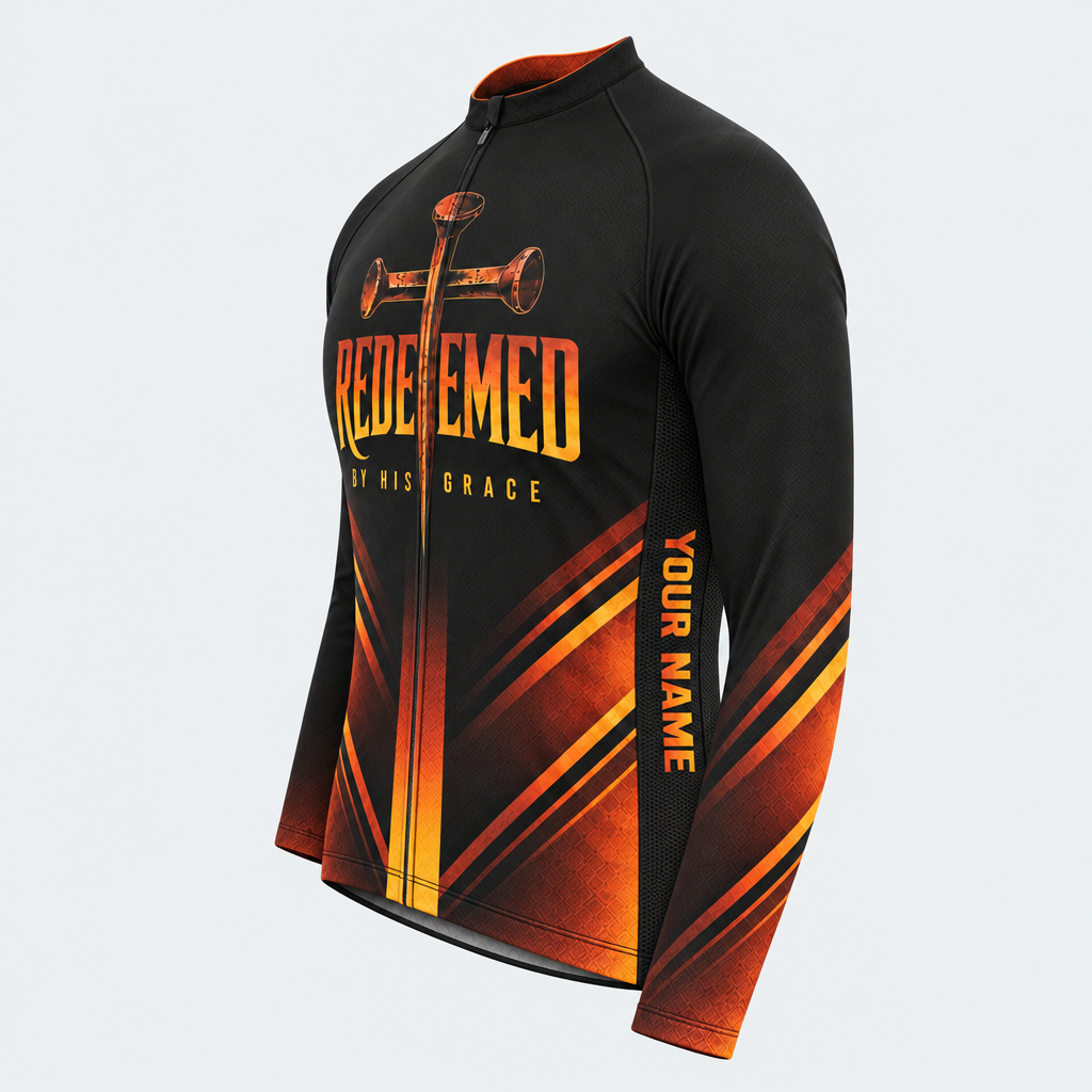 Men's Personalized Long Sleeve Cycling Jersey – Jesus Redeemed by His Grace - Side