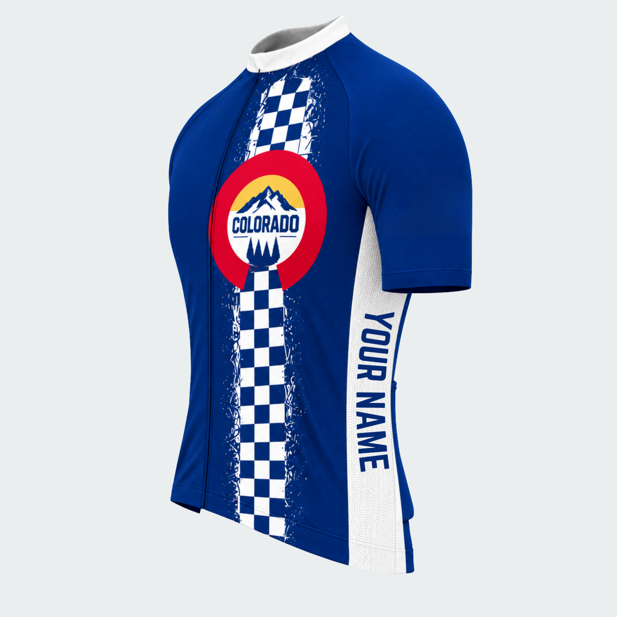 Men's Personalized Short Sleeve Cycling Jersey – Colorado Peak Roundel - Front 45°