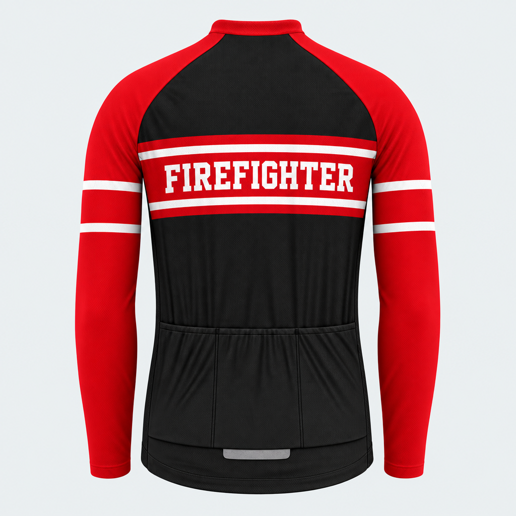 Men's Personalized Long Sleeve Cycling Jersey – US Firefighter Maltese Cross - Back