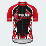 Men's Personalized Wildland Firefighter Flame Cycling Jersey - Front
