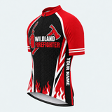 Men's Personalized Wildland Firefighter Flame Cycling Jersey - Front 45°