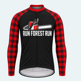 Men's Personalized Long Sleeve Cycling Jersey – Run Forest Run Lumberjack - Front