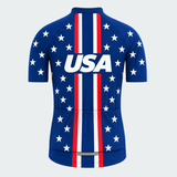 Men's Personalized Short Sleeve Cycling Jersey – US Patriotic White Stars - Back