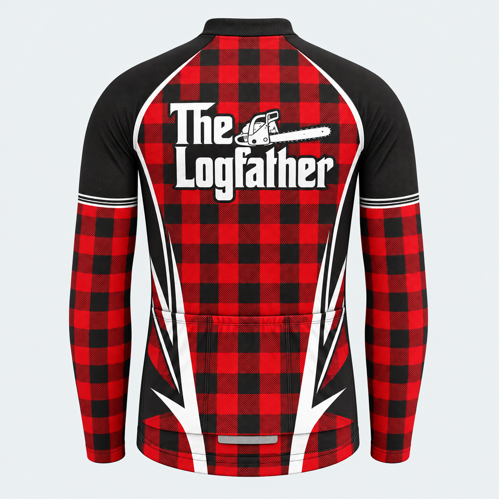 Men's Personalized Long Sleeve Lumberjack Cycling Jersey – The Chainsaw Logfather - Back