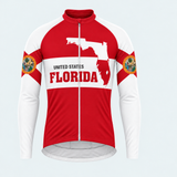 Men's Personalized Long Sleeve Cycling Jersey – Florida State Map Emblem - Front
