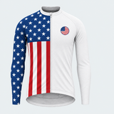 Men's Personalized Long Sleeve Cycling Jersey – Stars and Stripes - Front