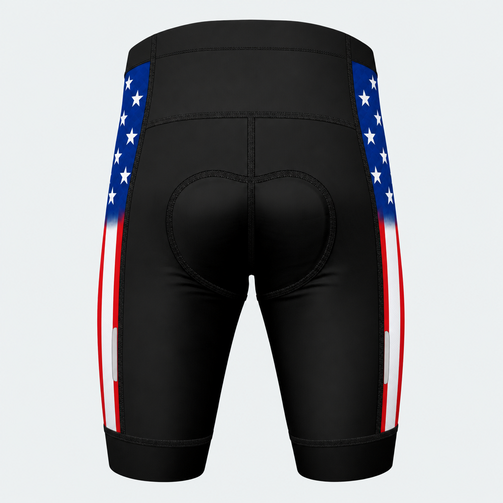Men's US Patriotic Flag Stripes Cycling Shorts - Back