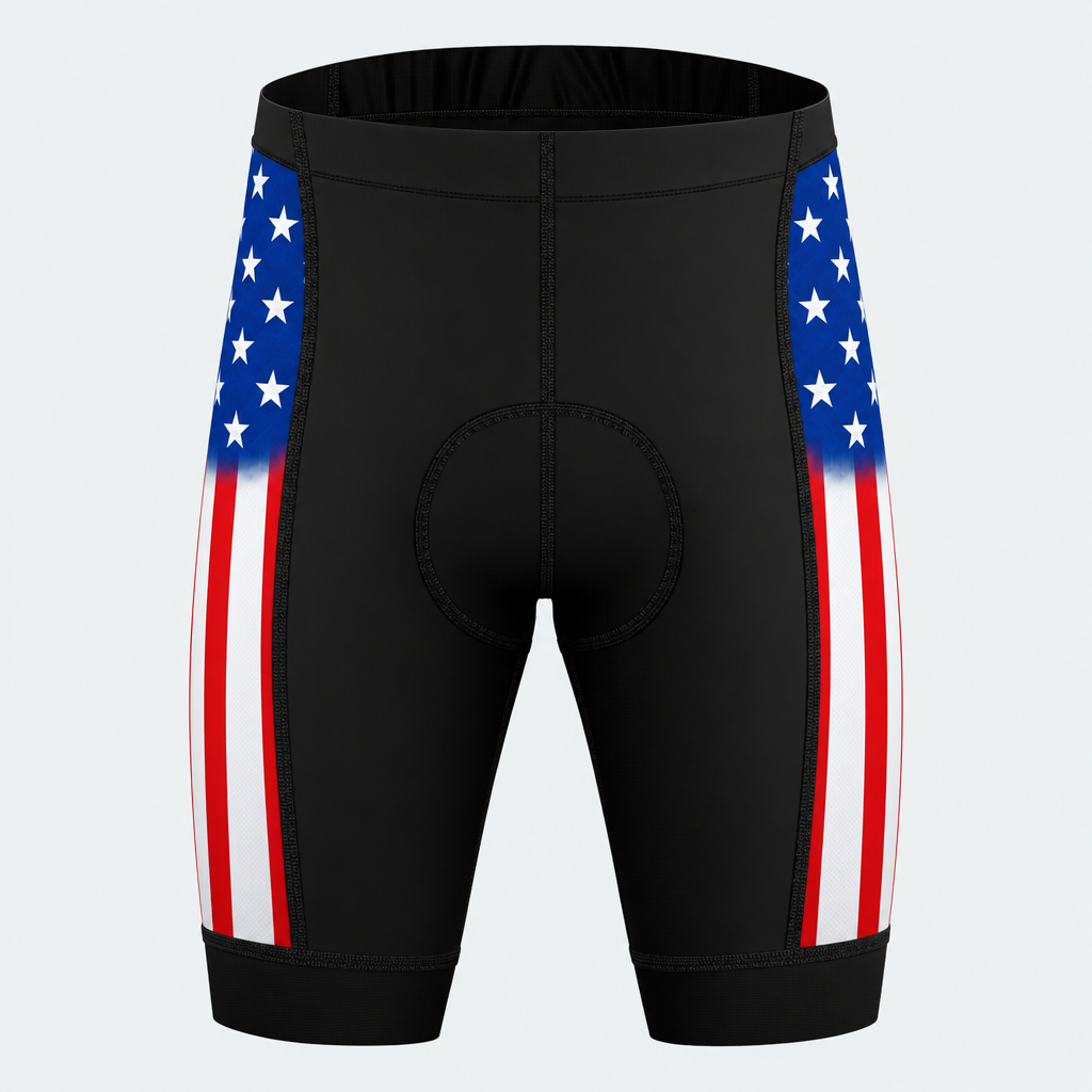 Men's US Patriotic Flag Stripes Cycling Shorts - Front