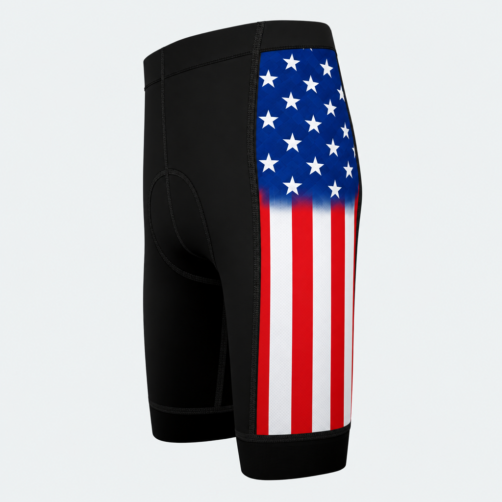 Men's US Patriotic Flag Stripes Cycling Shorts - Side