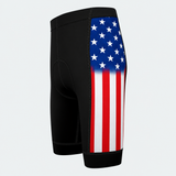 Men's US Patriotic Flag Stripes Cycling Shorts - Side