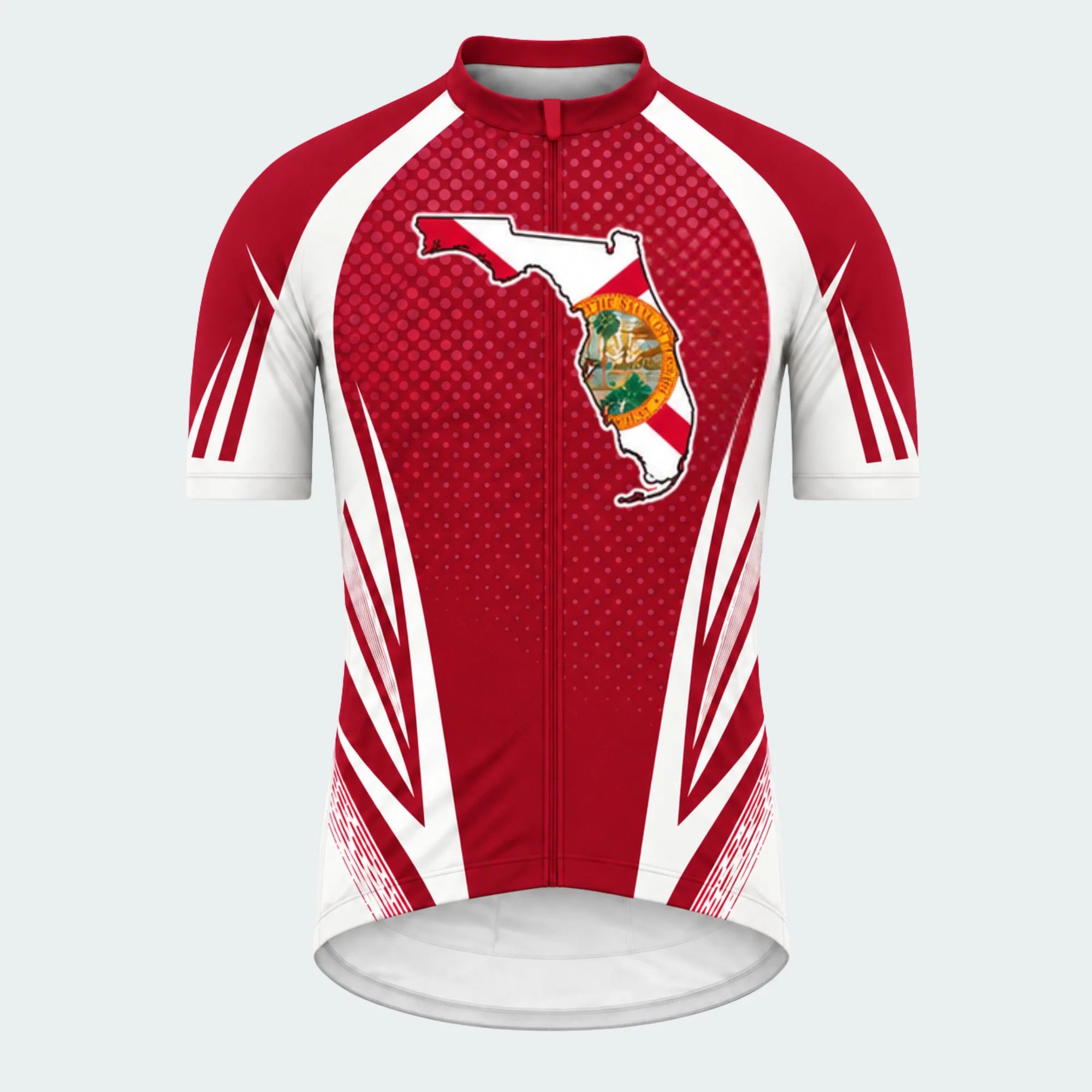 Men's Personalized Short Sleeve Cycling Jersey – Florida Outline Emblem - Front