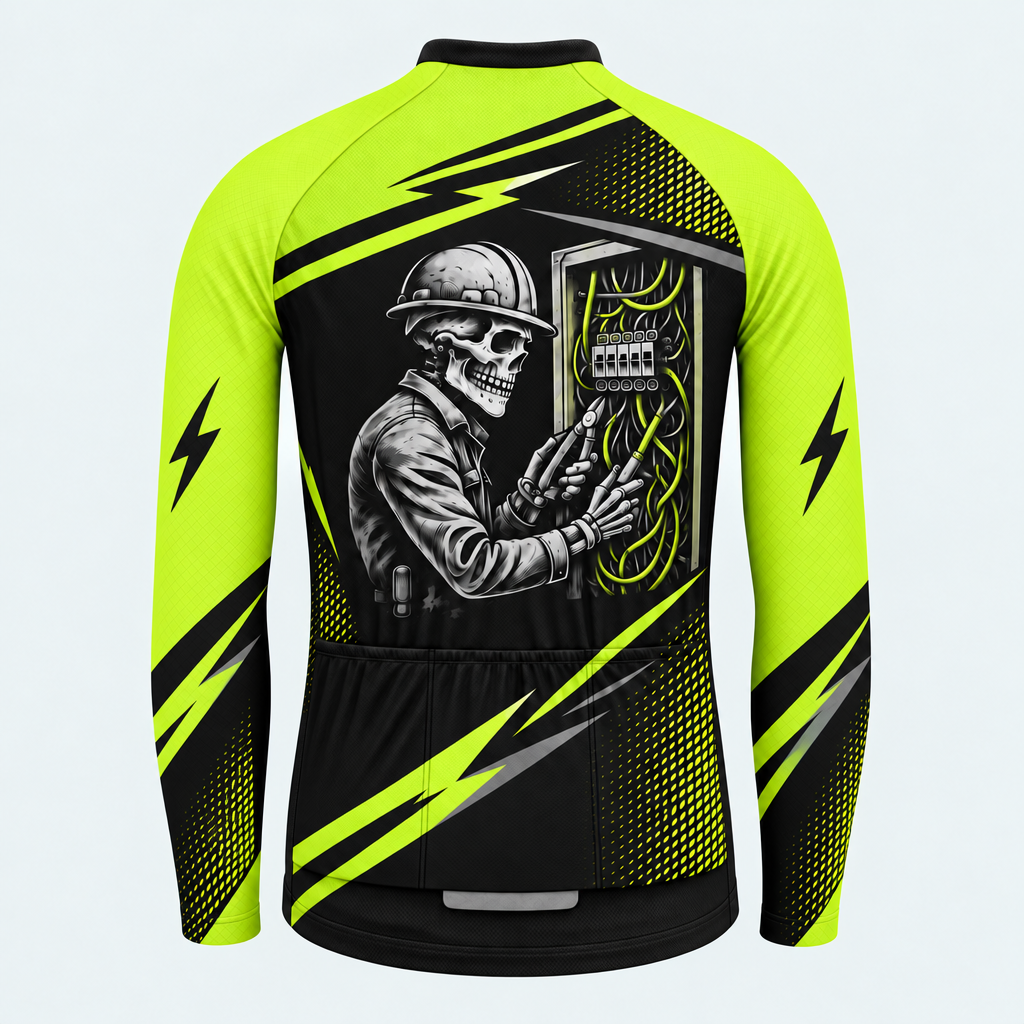 Men's Personalized Long Sleeve Cycling Jersey – Electrician Skull - Back