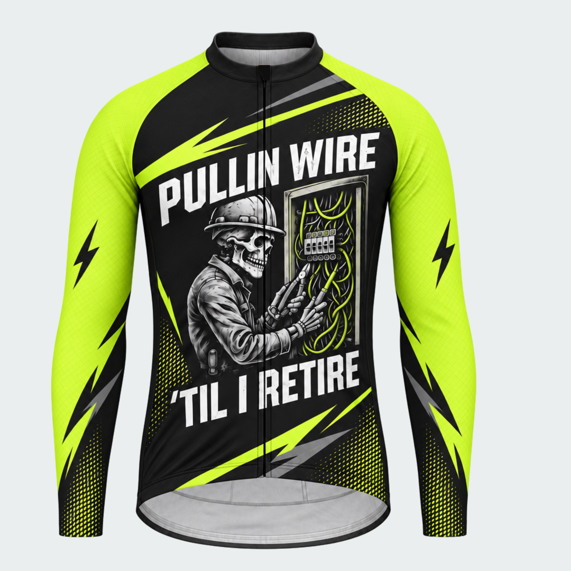 Men's Personalized Long Sleeve Cycling Jersey – Electrician Skull - Front