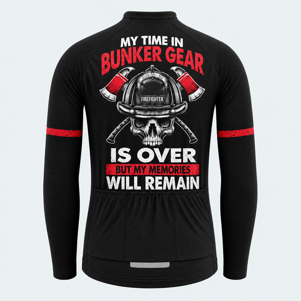 Men's Personalized Long Sleeve Cycling Jersey – US Firefighter My Time In Bunker Gear Is Over - Back