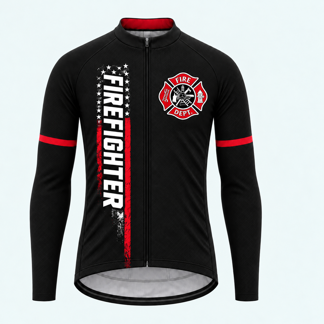 Men's Personalized Long Sleeve Cycling Jersey – US Firefighter My Time In Bunker Gear Is Over - Front
