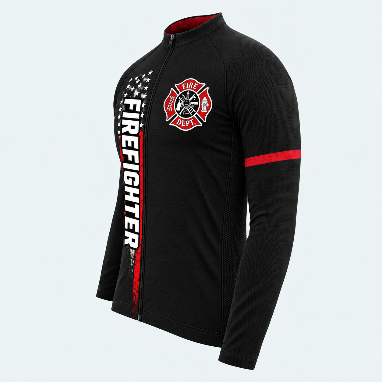 Men's Personalized Long Sleeve Cycling Jersey – US Firefighter My Time In Bunker Gear Is Over - Side