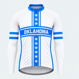 Men's Personalized Long Sleeve Cycling Jersey – Oklahoma Feather Shield - Front