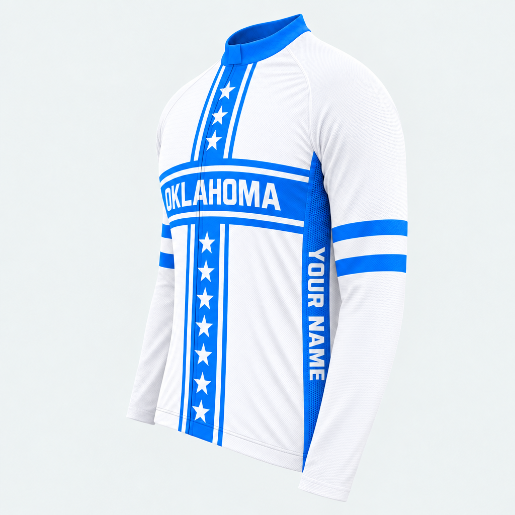 Men's Personalized Long Sleeve Cycling Jersey – Oklahoma Feather Shield - Side