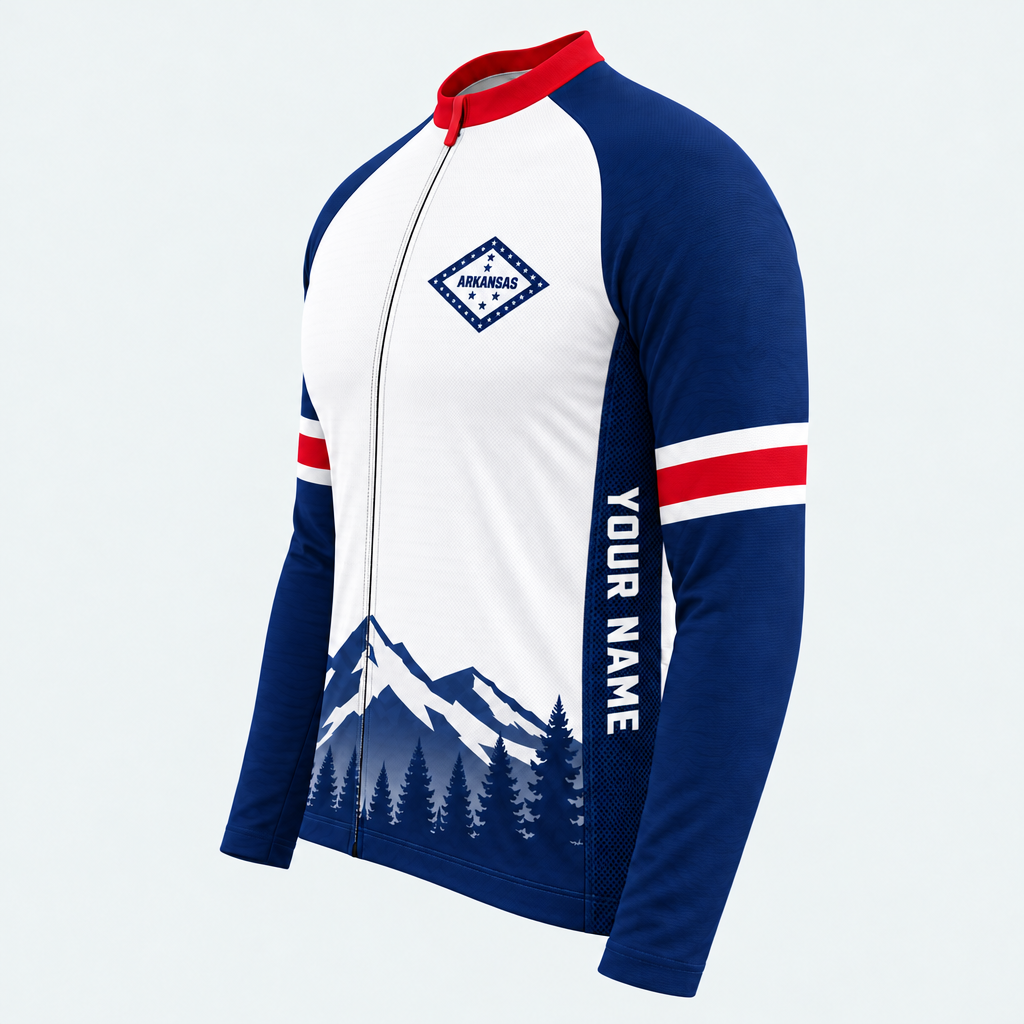 Men's Personalized Long Sleeve Cycling Jersey – Arkansas Mountain Crest - Side